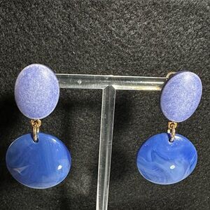 J.Crew Blue Resin Pierced Drop Earrings – Periwinkle & Cobalt, Gold Tone